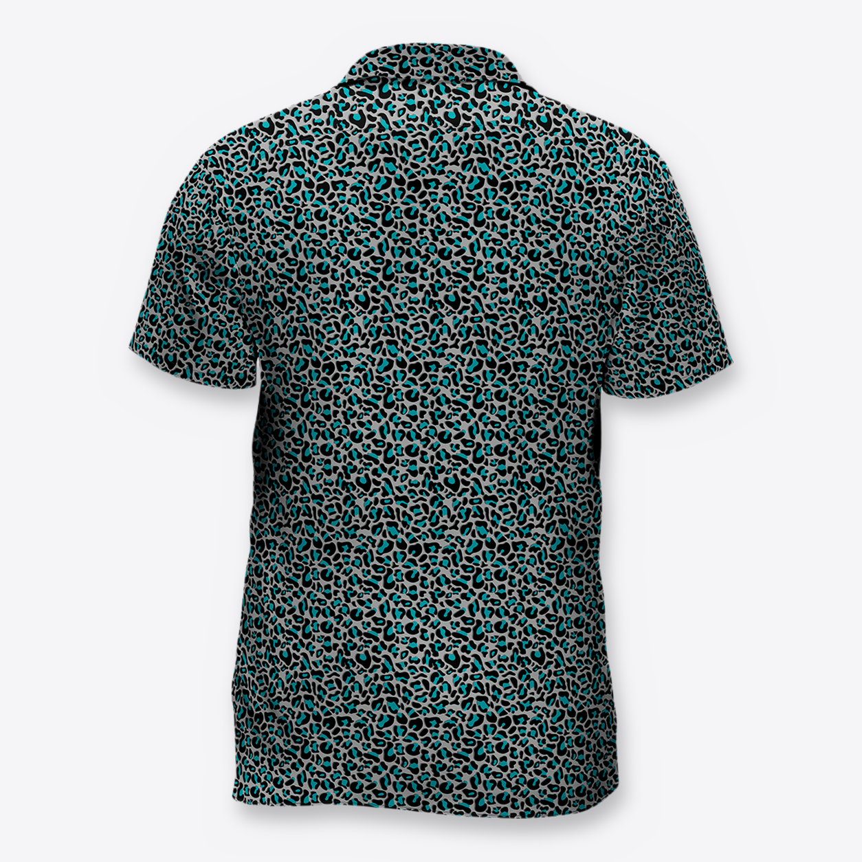 Camisa leopardo celeste espalda