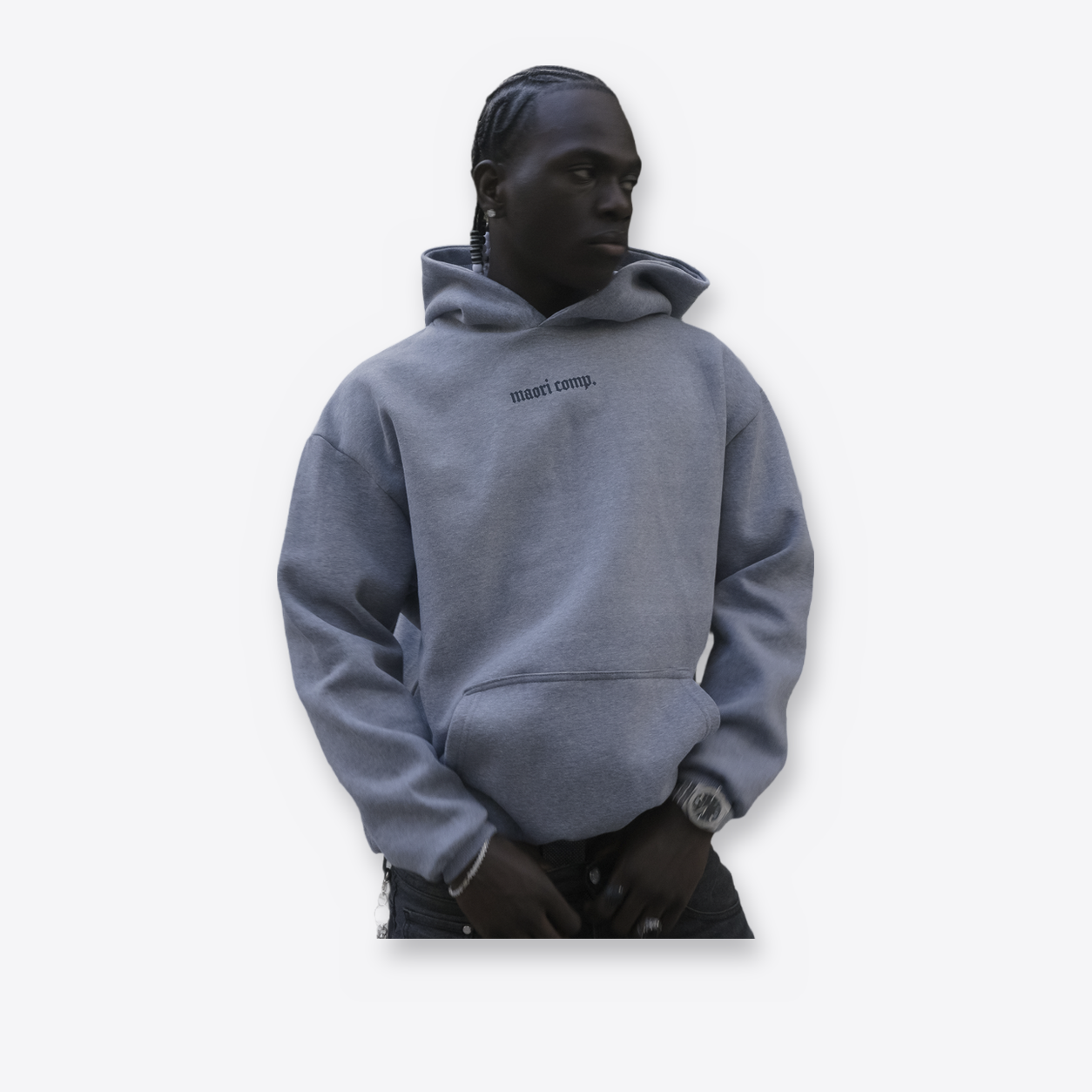 Hoodie basic gris cemento claro espalda