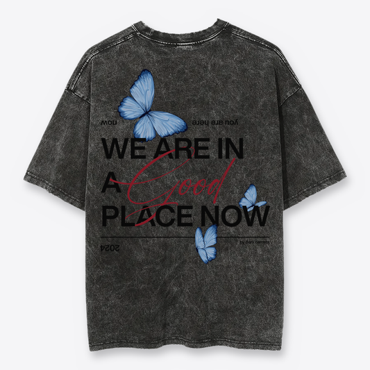Polera MAORI Acid Wash Mariposa Celeste