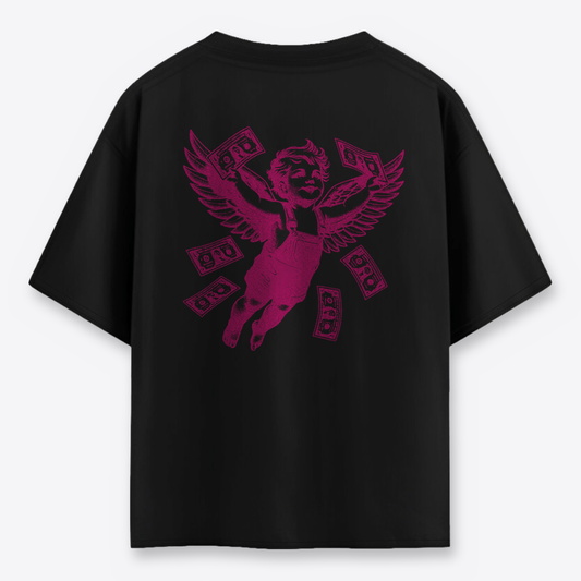 Polera MAORI Negra Angel Money Fucsia