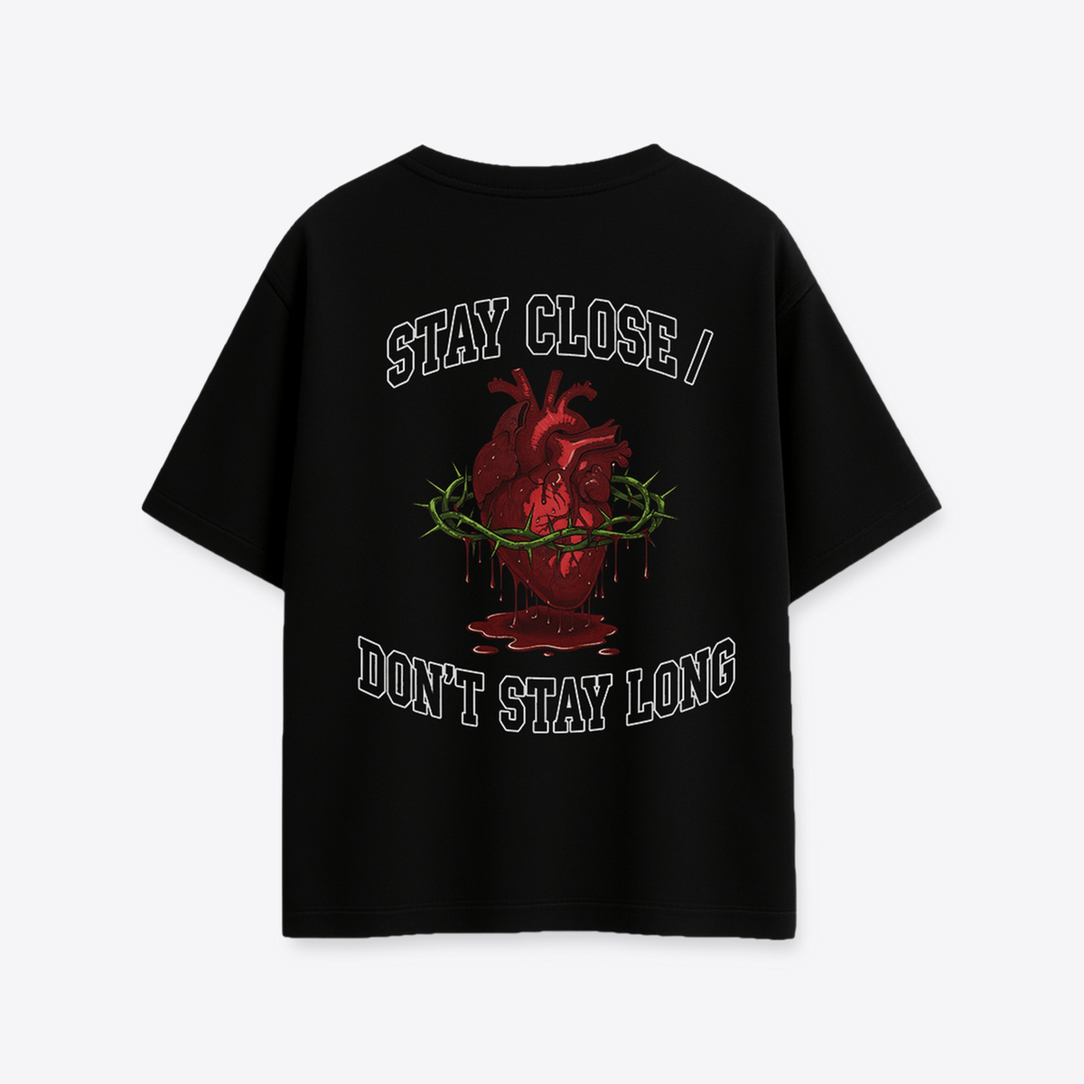 Polera MAORI Negra Stay Close / Don't Stay Long