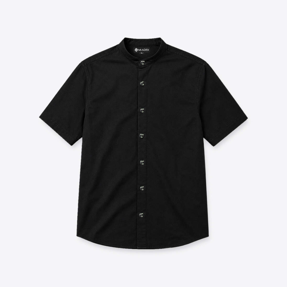 Camisa MAORI Negra Cuello Mao