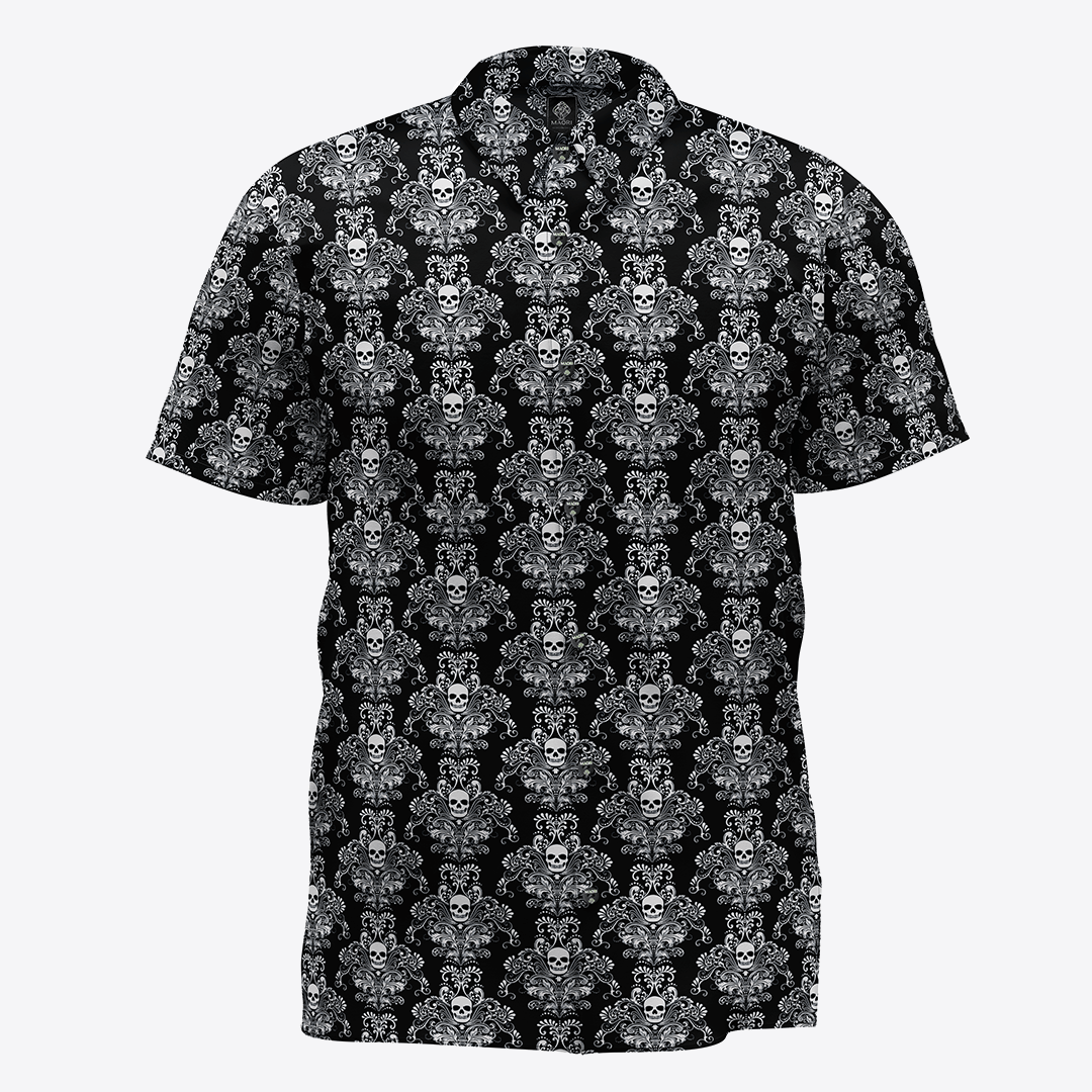 Camisa negro calaveras blancas