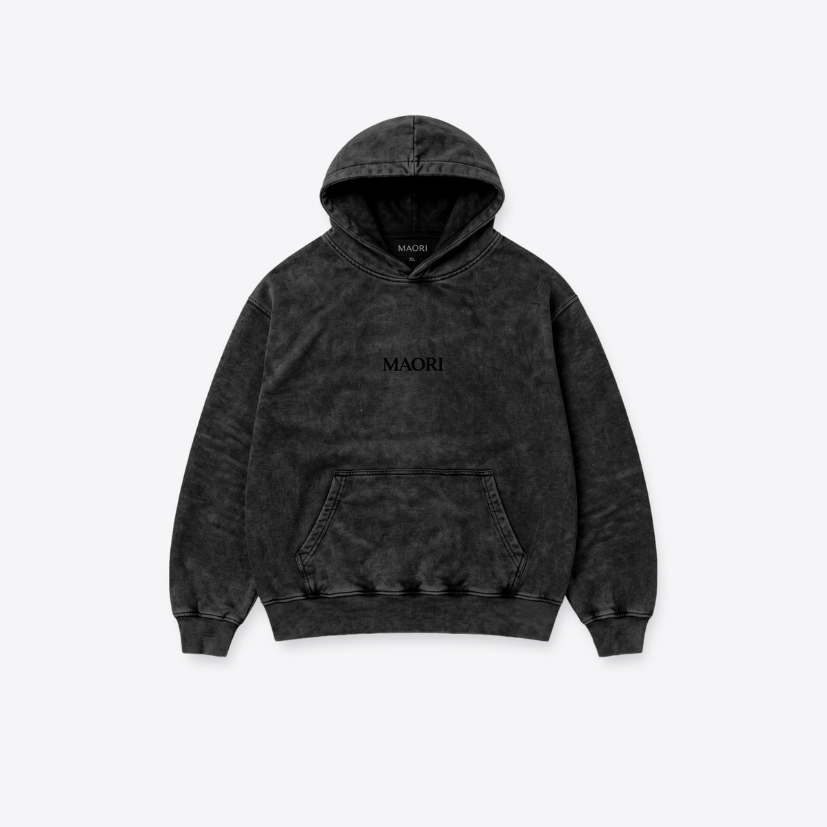 Hoodie MAORI Black Acid Wash