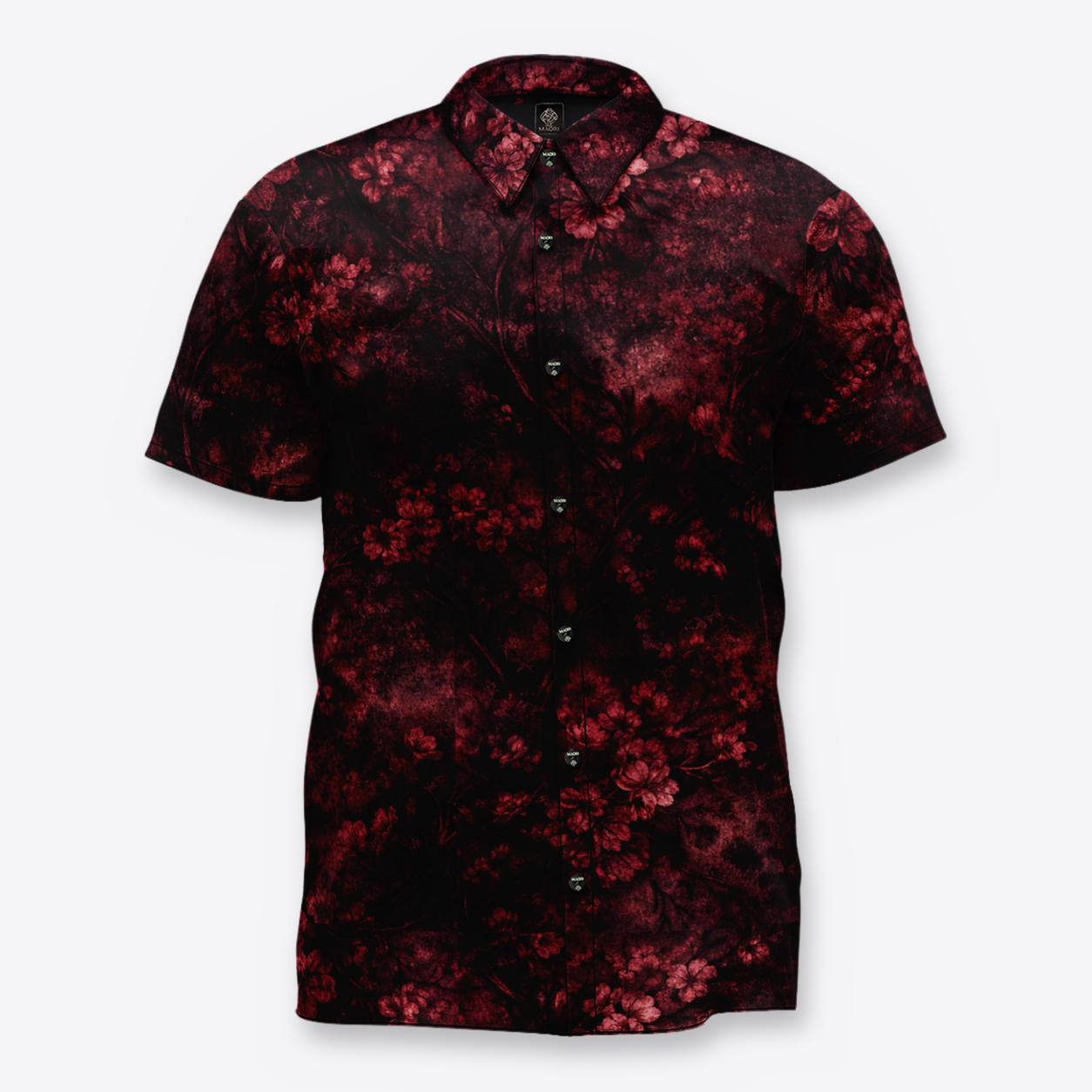Camisa Floral Negra Roja frente