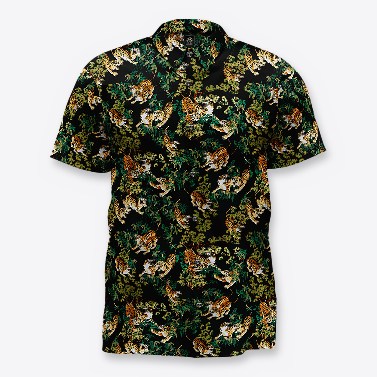 Camisa tigre verde esmeralda frente