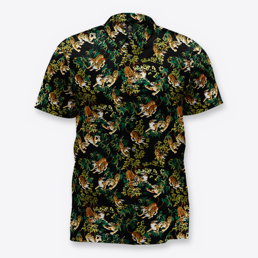 Camisa tigre verde esmeralda frente