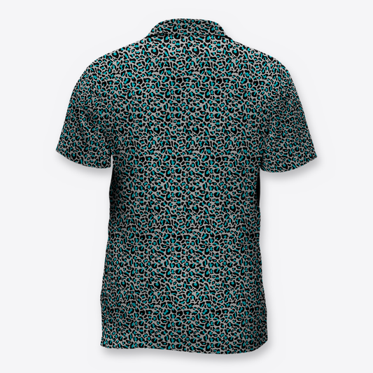 Camisa leopardo celeste espalda
