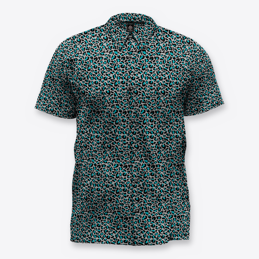 Camisa leopardo celeste frente