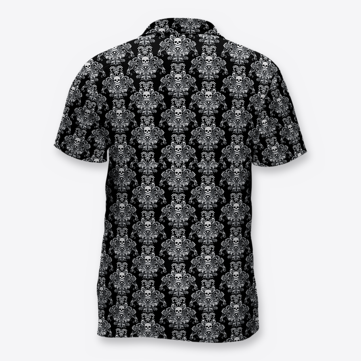 Camisa negro calaveras blancas back
