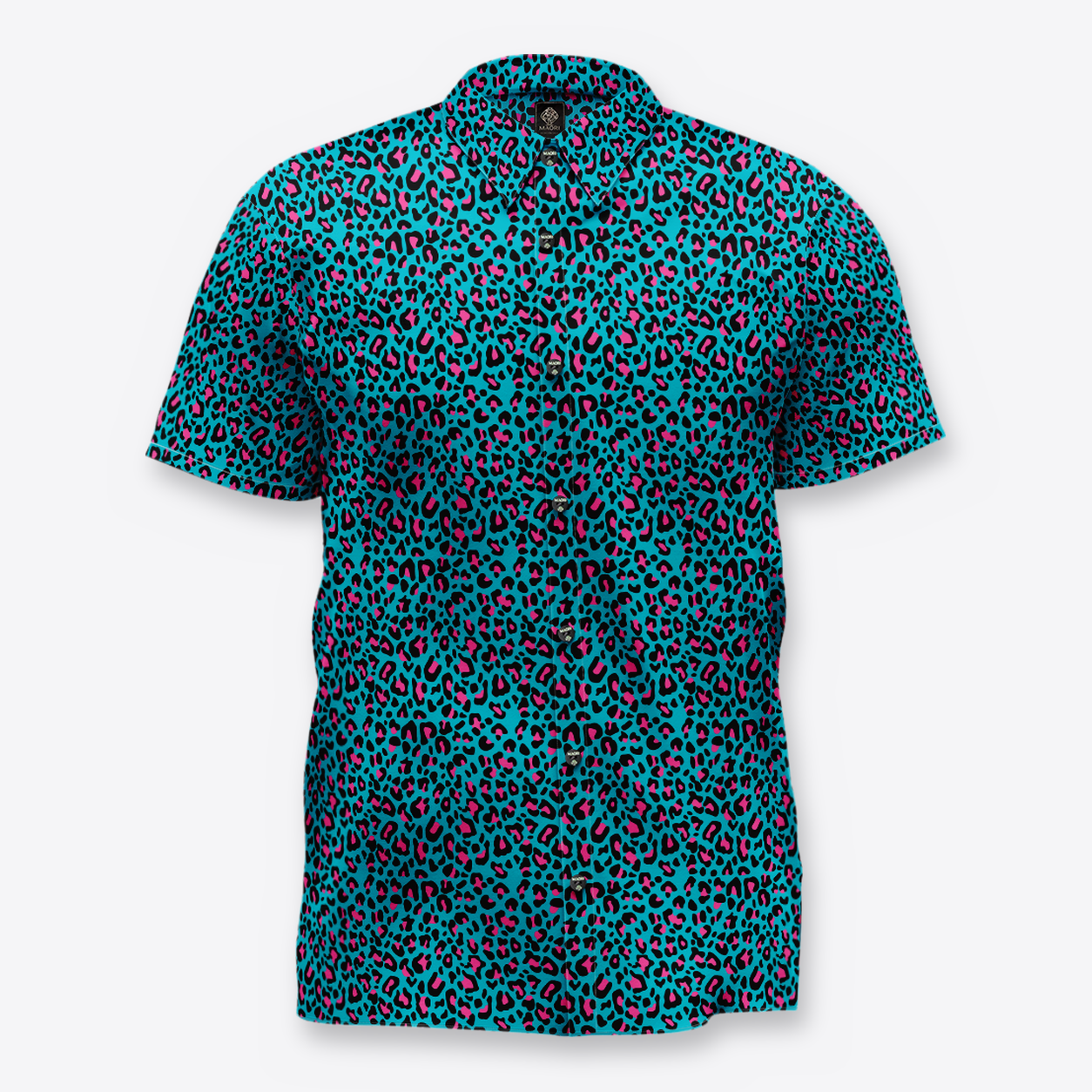 Camisa leopardo turquesa/fucsia front