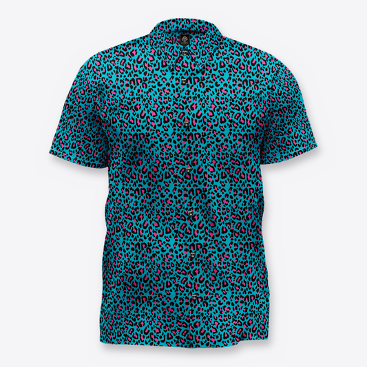 Camisa leopardo turquesa/fucsia front