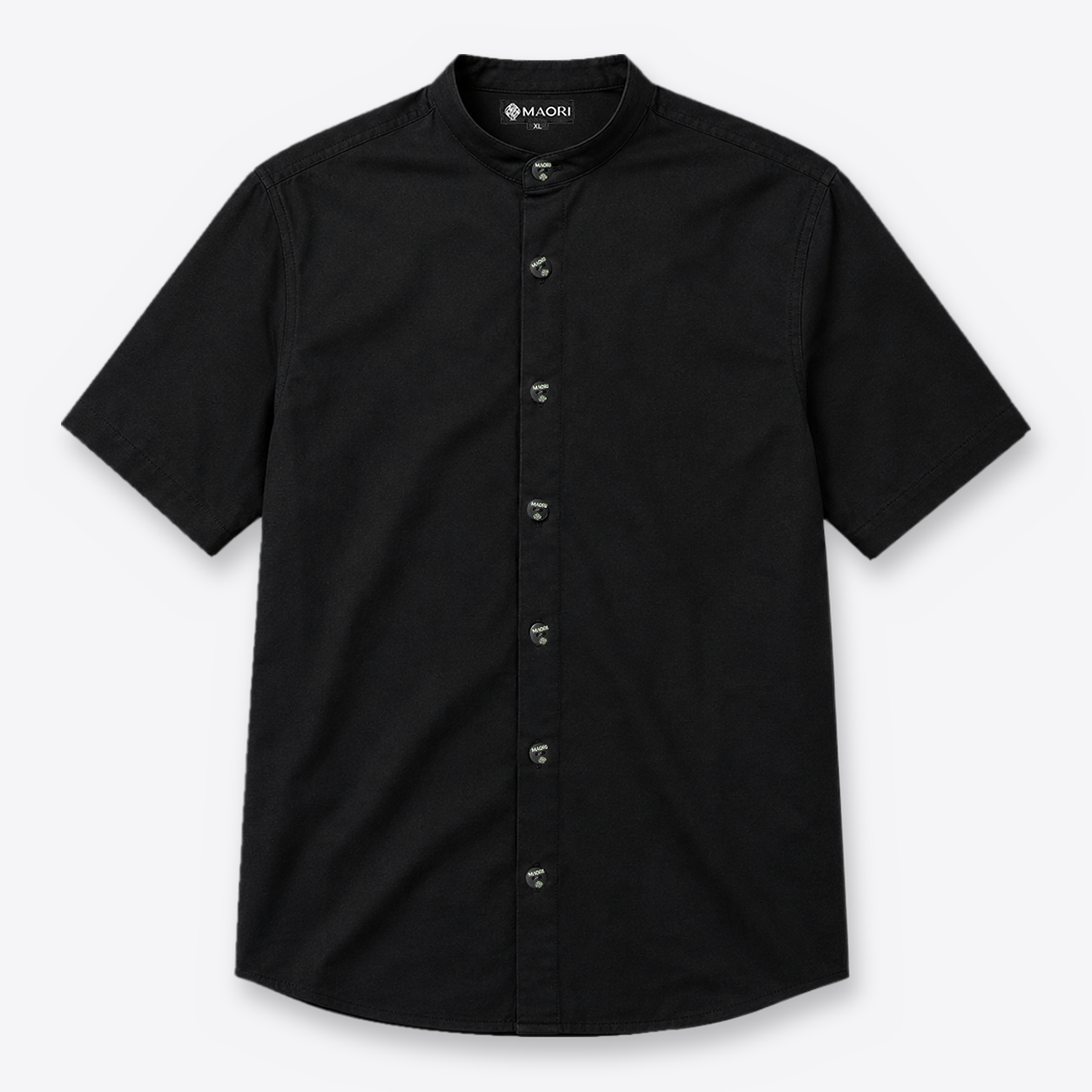 Camisa MAORI Negra Cuello Mao