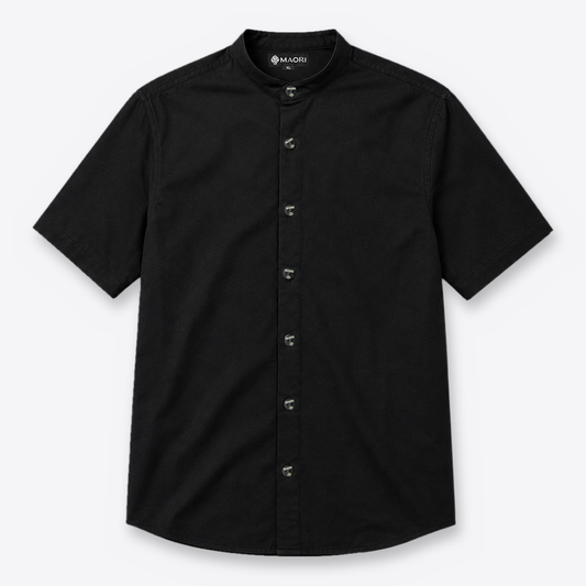 Camisa MAORI Negra Cuello Mao