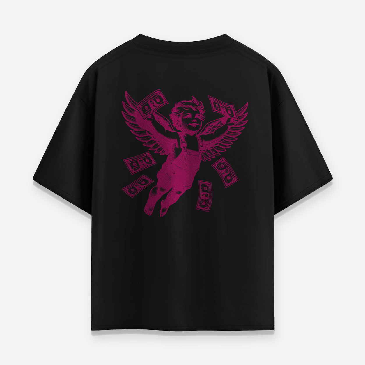 polera blanca angel money fucsia