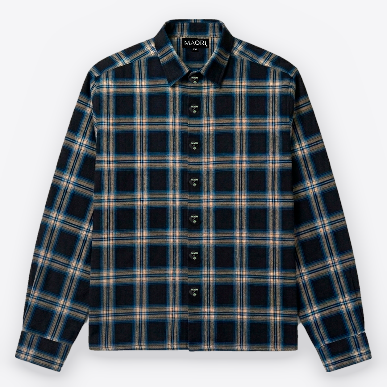 Camisa MAORI Tartán Negro Hielo - frente