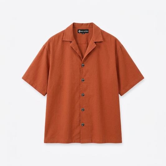 Camisa MAORI Terracota - mockup frente reconstruido