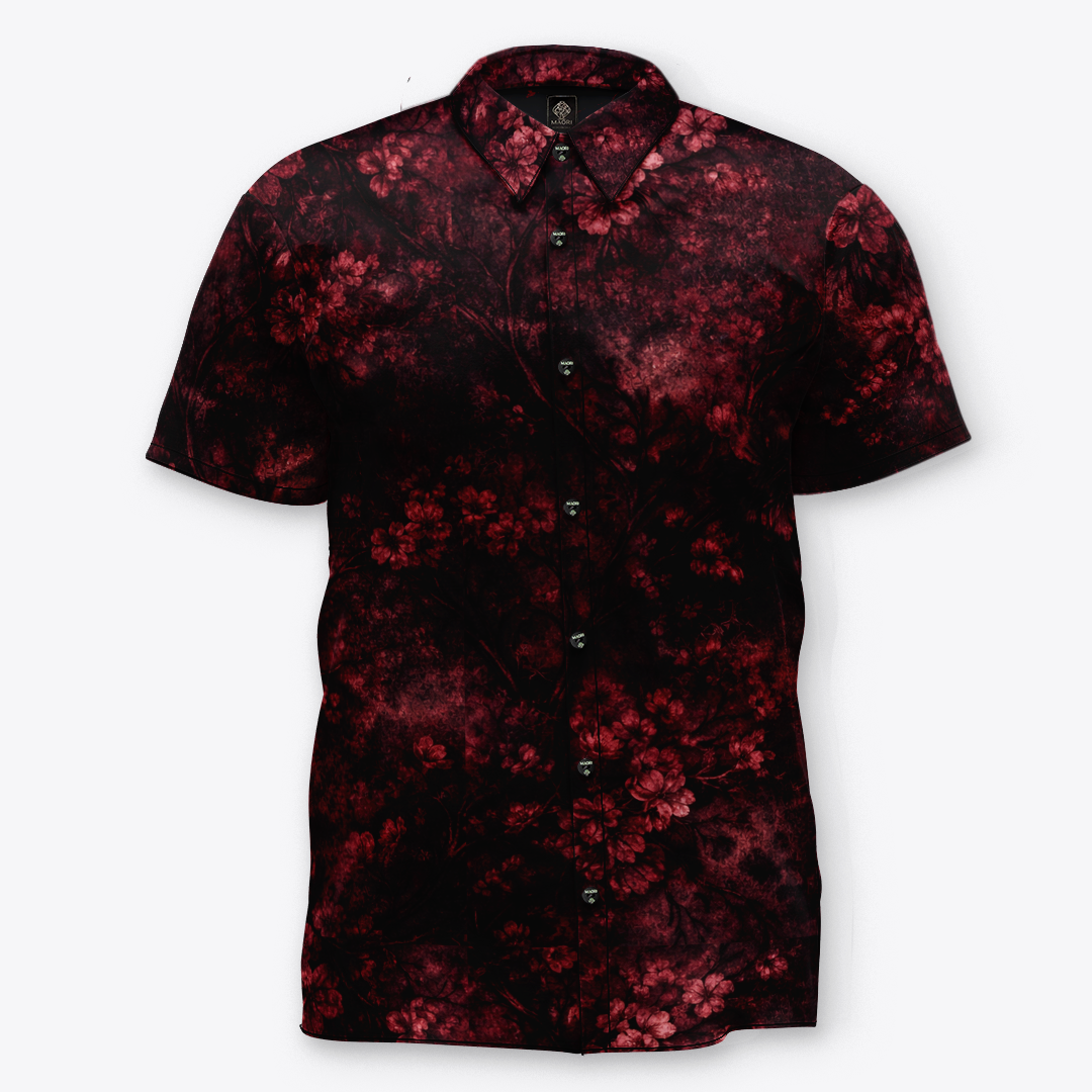 Camisa Floral Negra Roja MAORI
