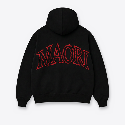 Hoodie MAORI Black Zigzag espalda
