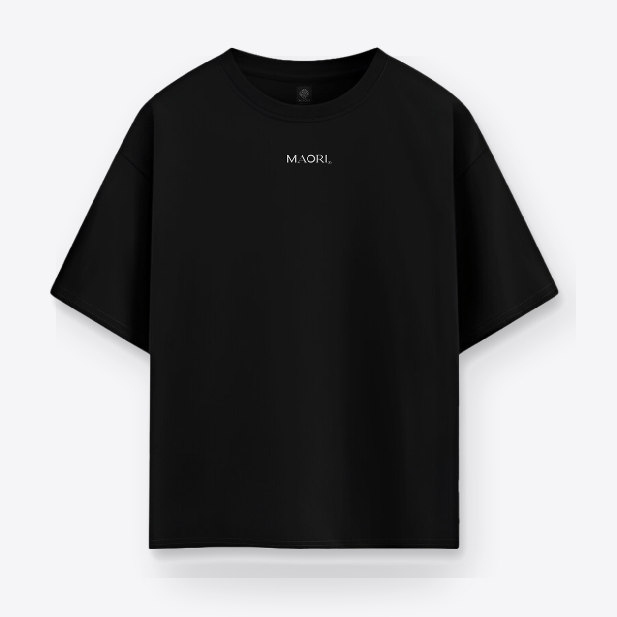 Polera Querubín Negra vista frontal fondo gris claro